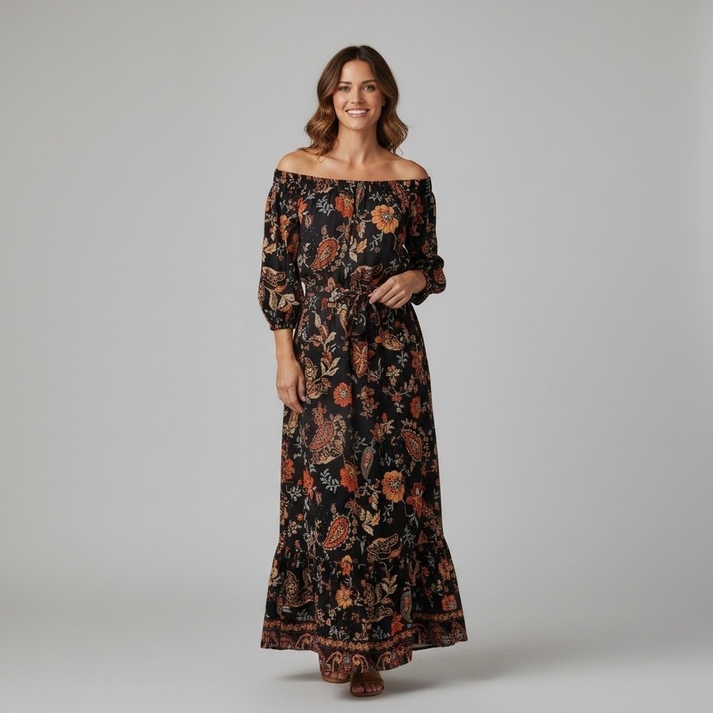 Boston Proper Floral Paisley Off Shoulder Dress Boho Chic
Whimsigoth Prairie L